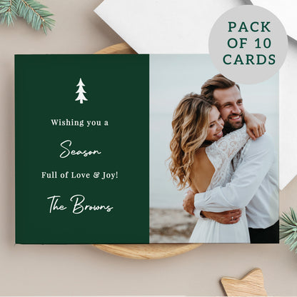 Personalised Photo Upload Pack of 10 Green Christmas Cards from Heartfelt Gifts