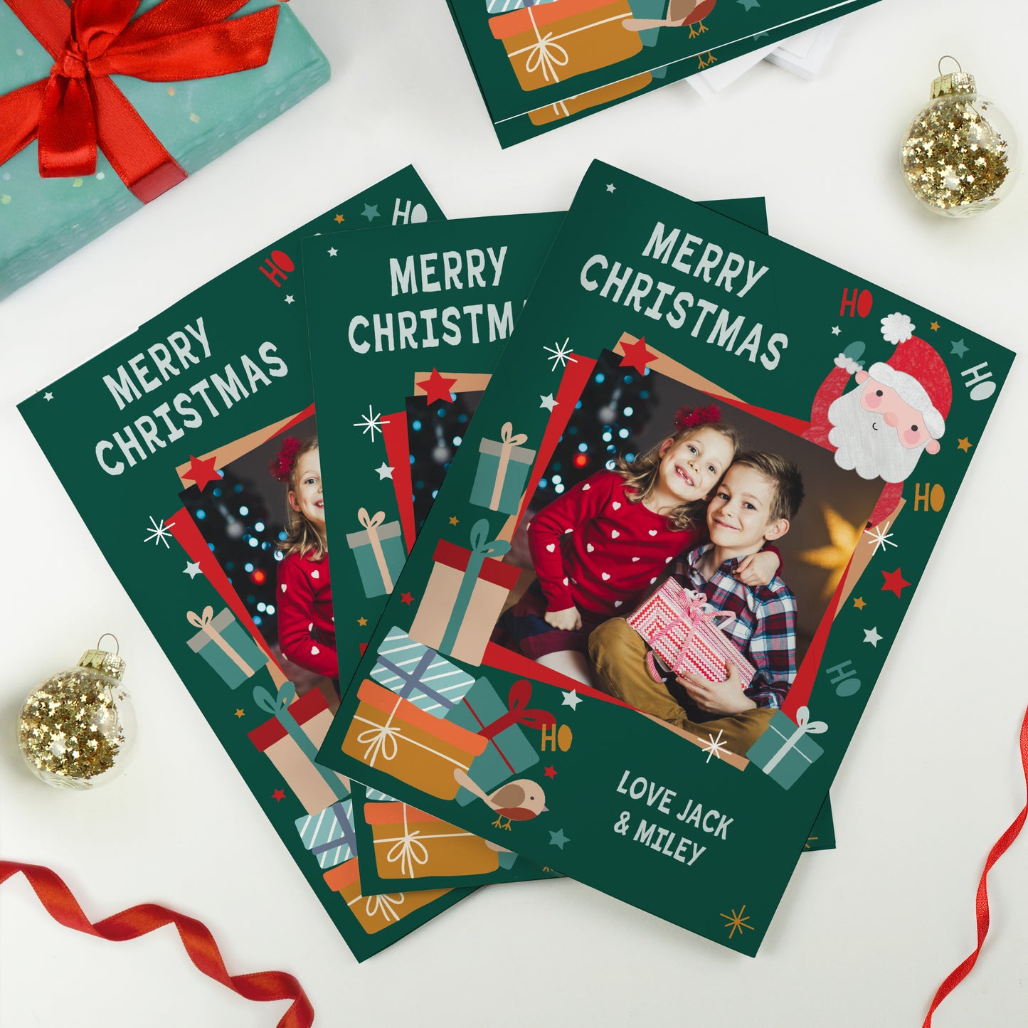 Personalised Photo Upload Pack of 10 Santa Christmas Cards - image 2