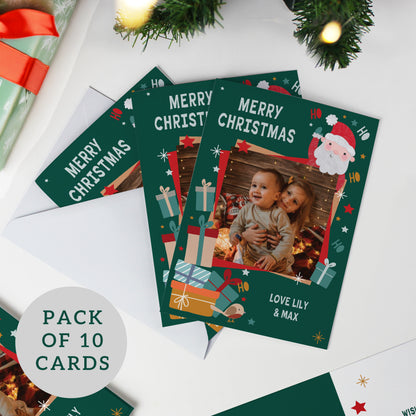 Personalised Photo Upload Pack of 10 Santa Christmas Cards - image 4