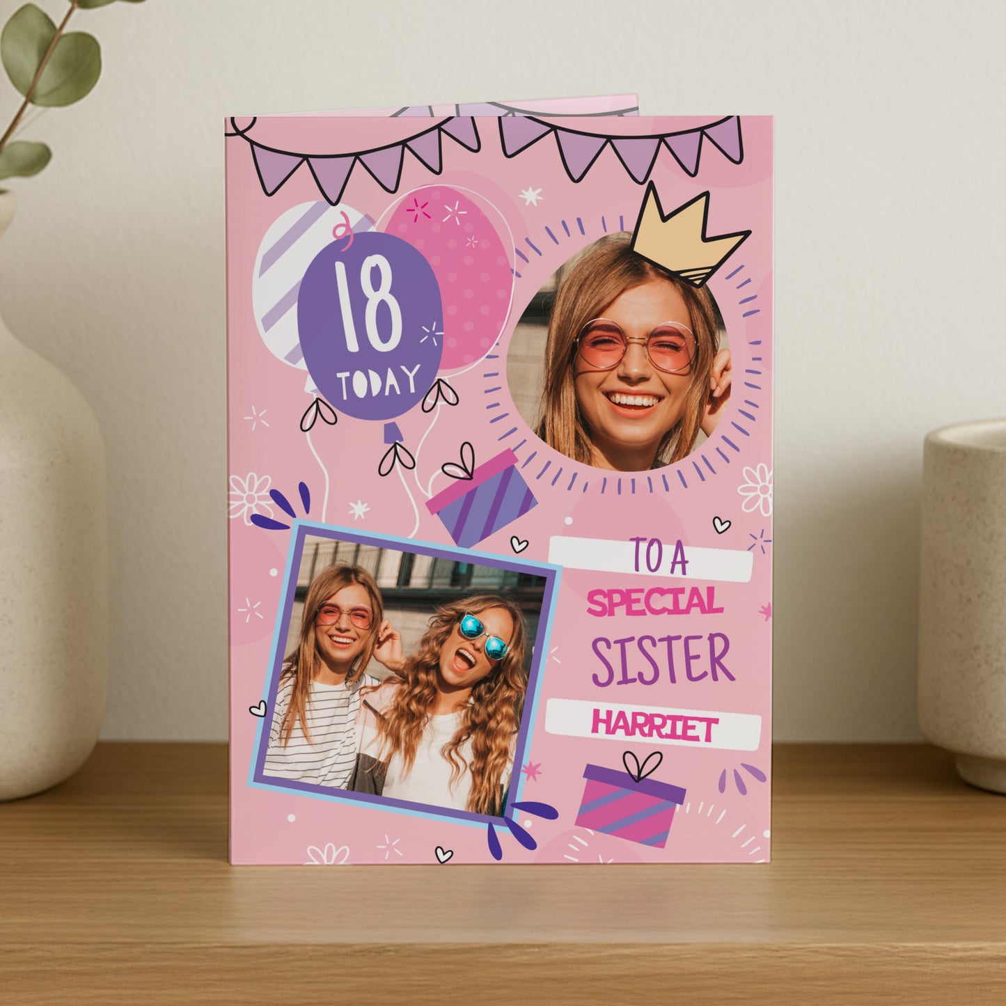 Personalised Photo Upload Pink Birthday Card – Girls Birthday Card