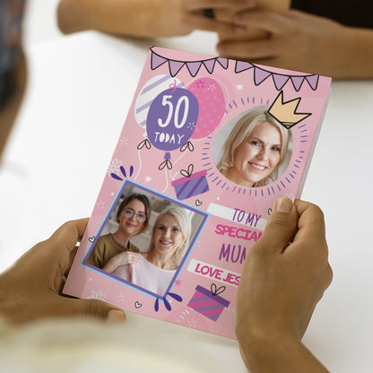 Personalised Photo Upload Pink Birthday Card – Girls Birthday Card - image 2