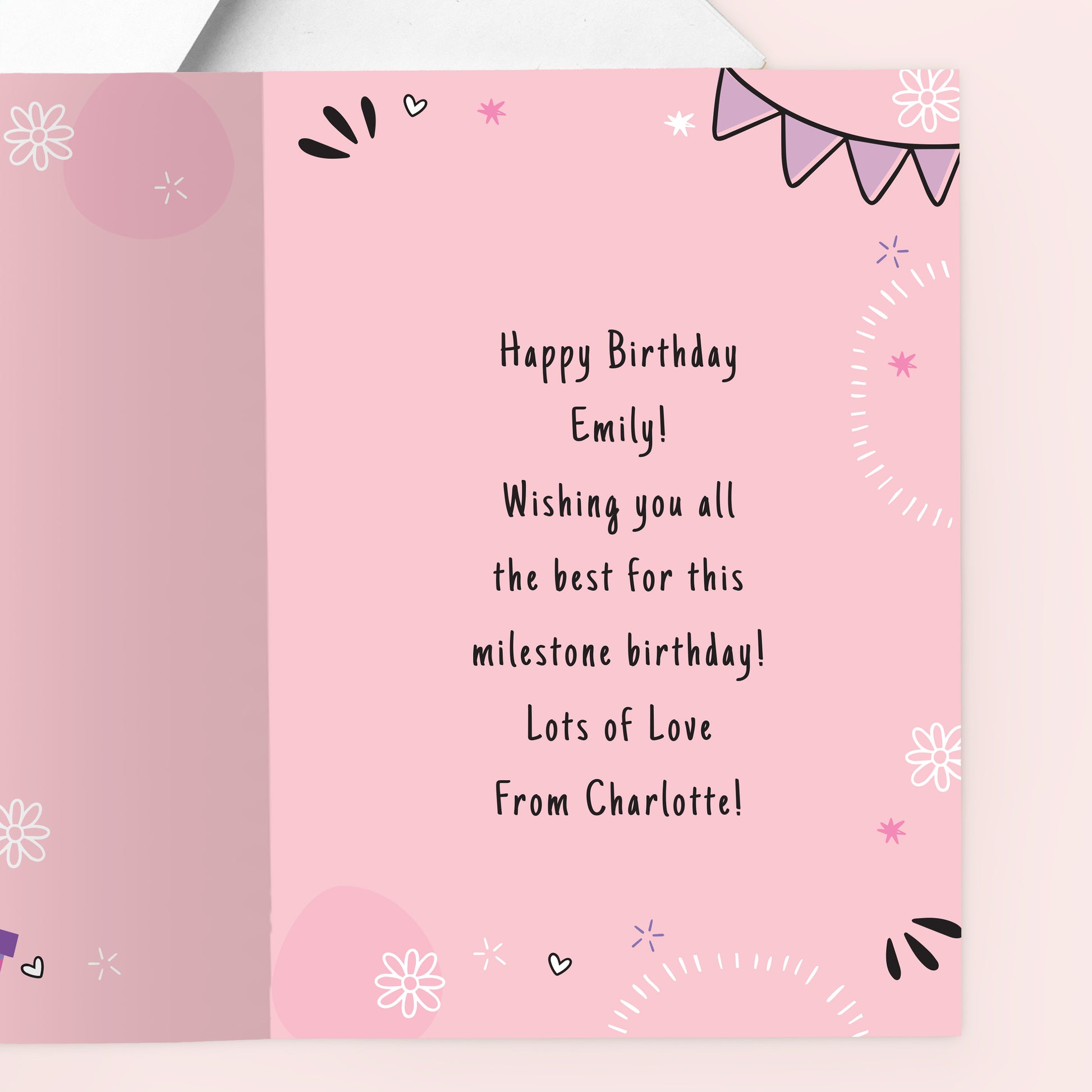 Personalised Photo Upload Pink Birthday Card – Girls Birthday Card - image 3