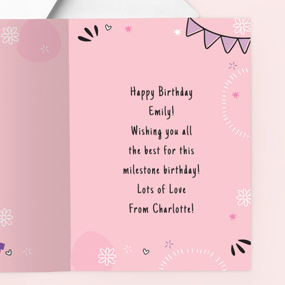 Personalised Photo Upload Pink Birthday Card – Girls Birthday Card - image 3