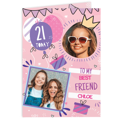 Personalised Photo Upload Pink Birthday Card – Girls Birthday Card - image 5