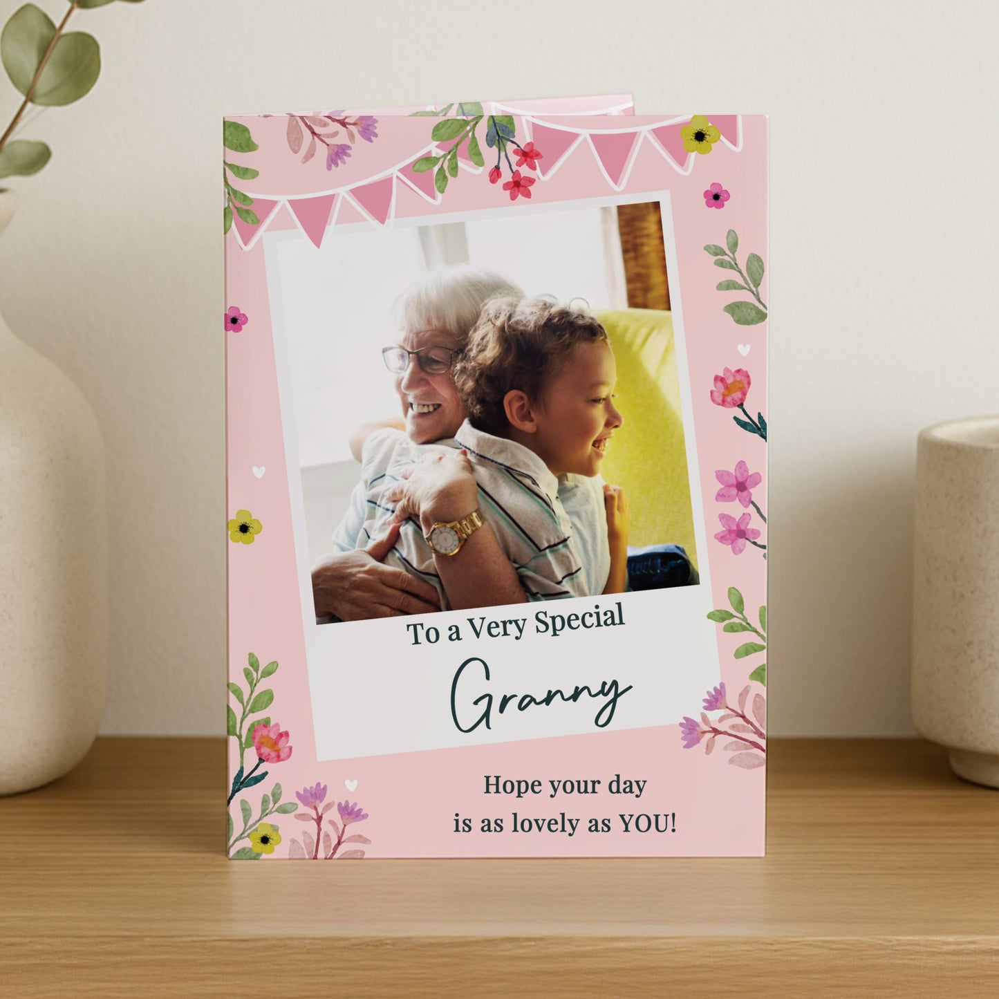 Personalised Photo Upload Floral Card – Birthday Mother's Day Gift Card