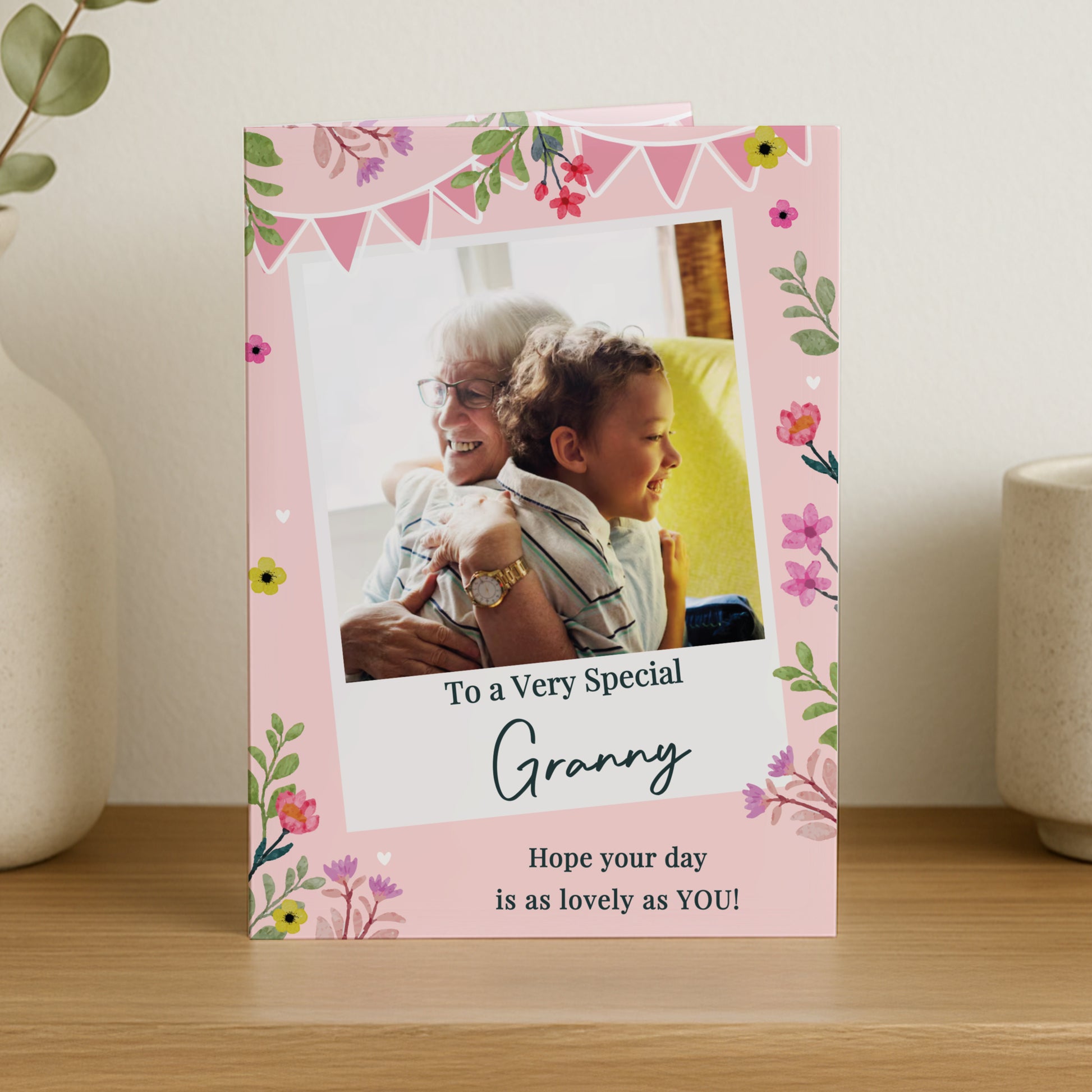 Personalised Photo Upload Floral Card – Birthday Mother's Day Gift Card