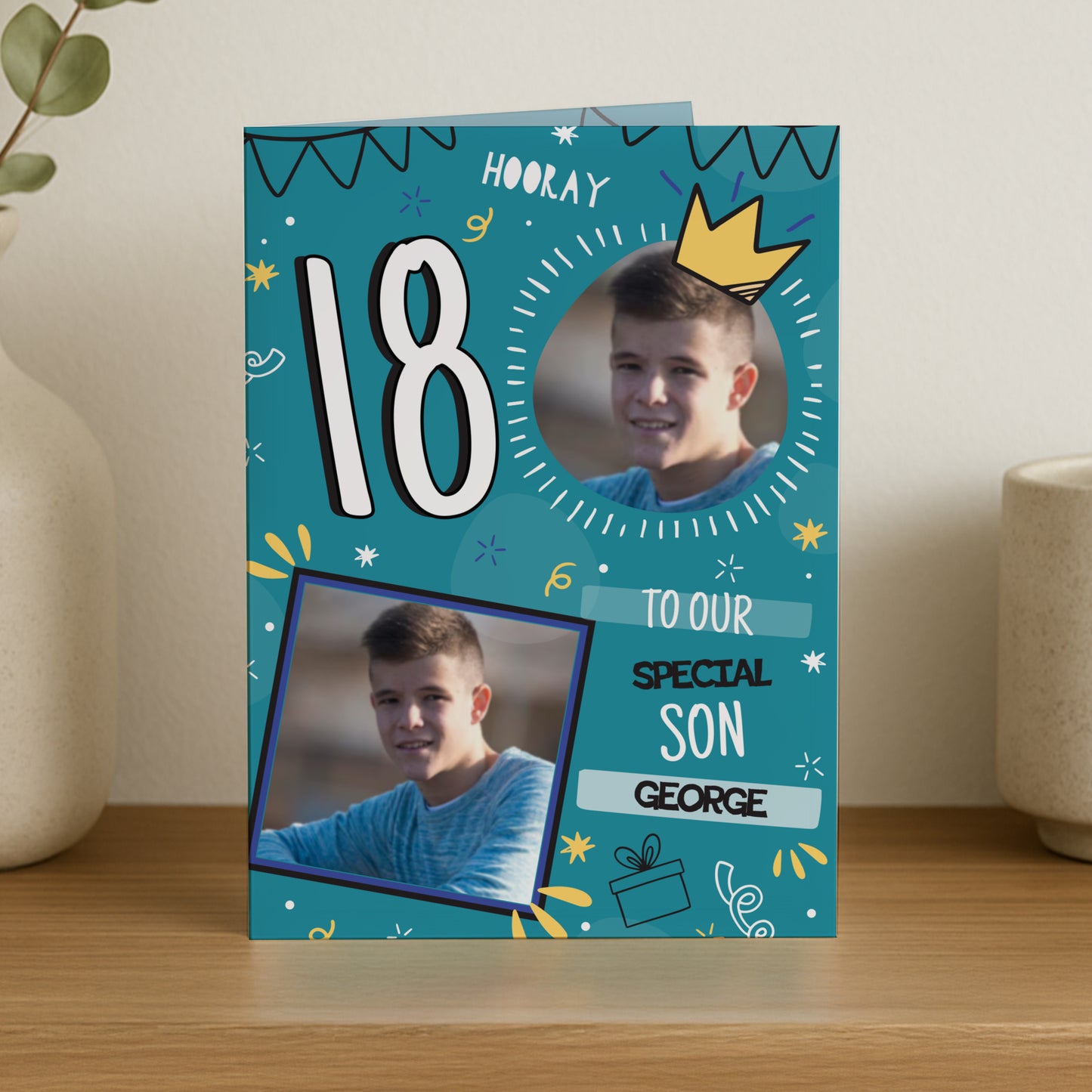 Personalised Photo Upload Blue Birthday Card – Birthday Card