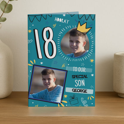 Personalised Photo Upload Blue Birthday Card – Birthday Card