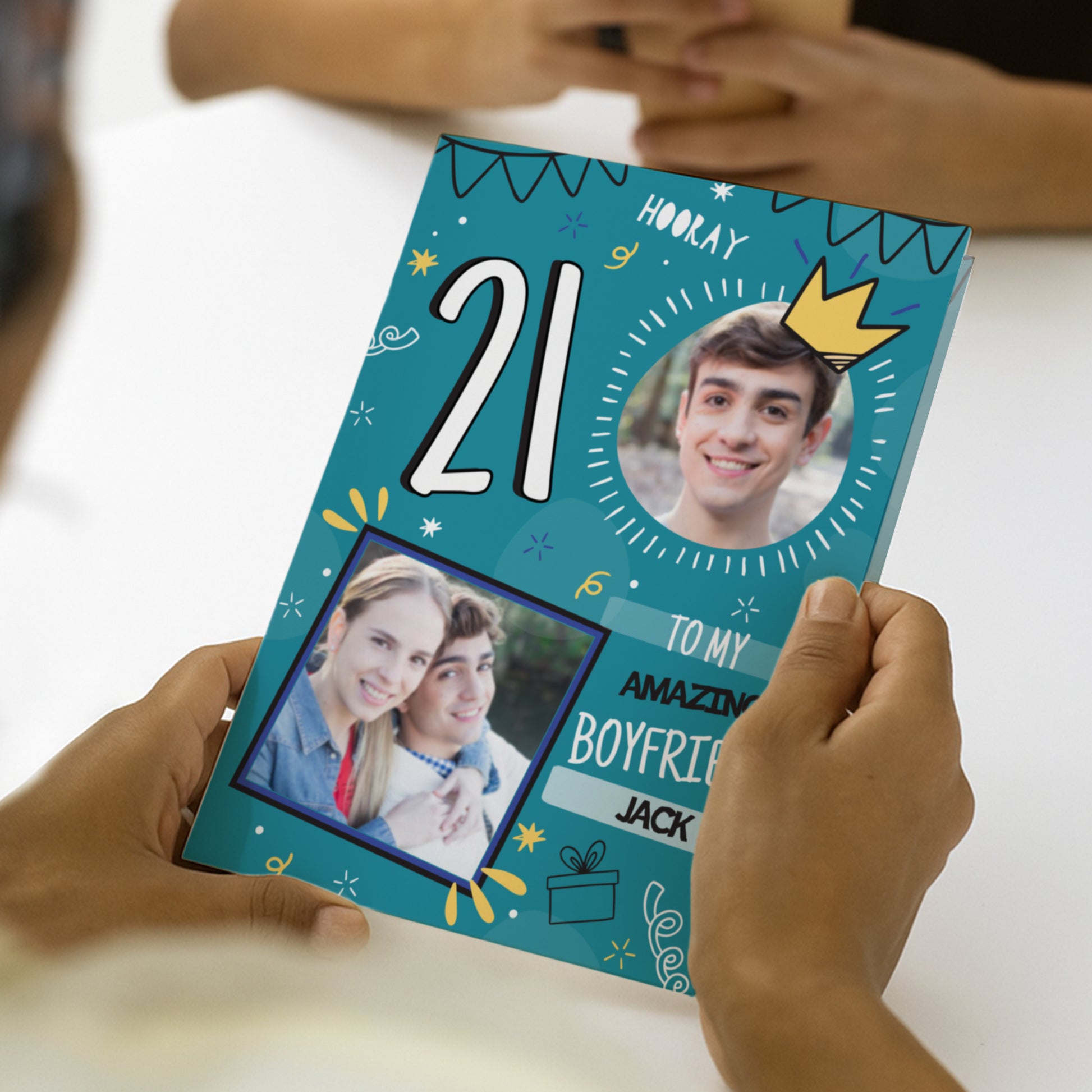 Personalised Photo Upload Blue Birthday Card – Birthday Card - image 2