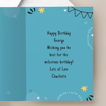 Personalised Photo Upload Blue Birthday Card – Birthday Card - image 3