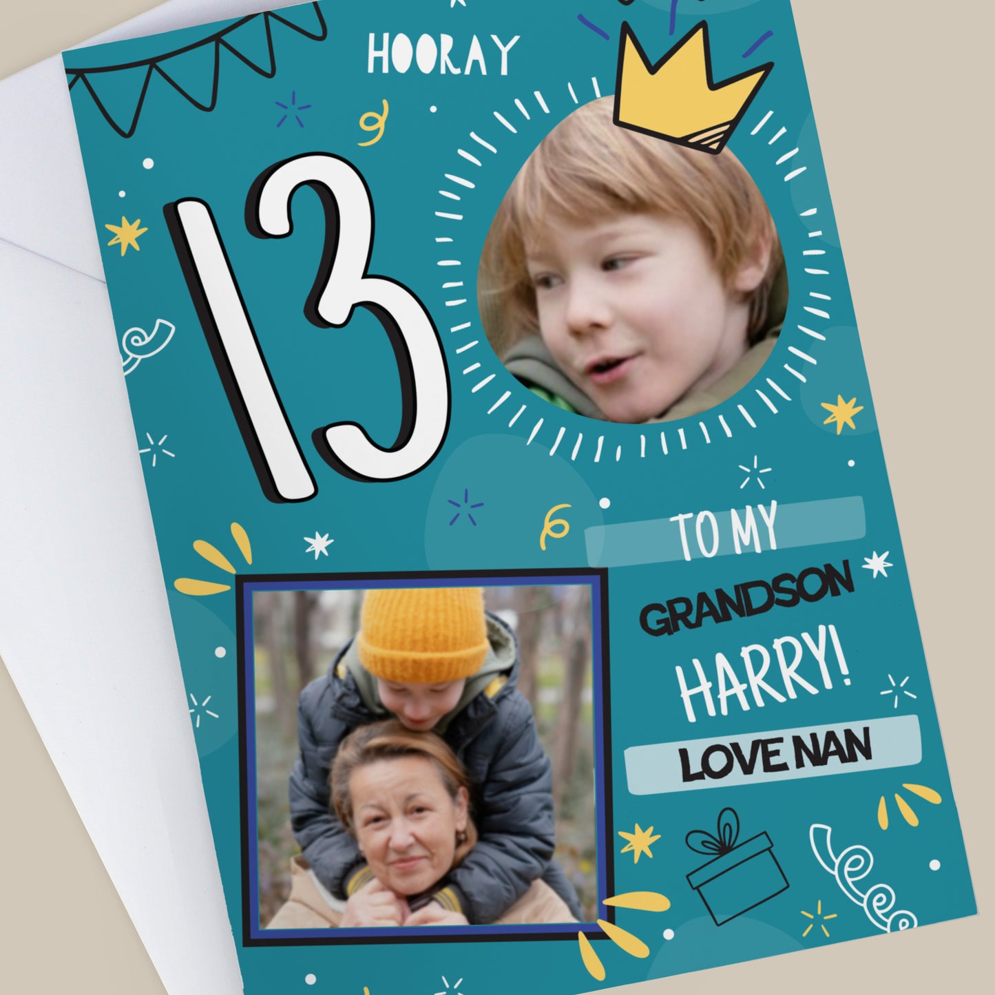 Personalised Photo Upload Blue Birthday Card – Birthday Card - image 4