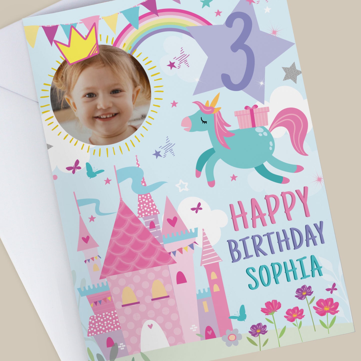 Personalised Photo Upload Princess Birthday Card – Girls Birthday Card - image 2