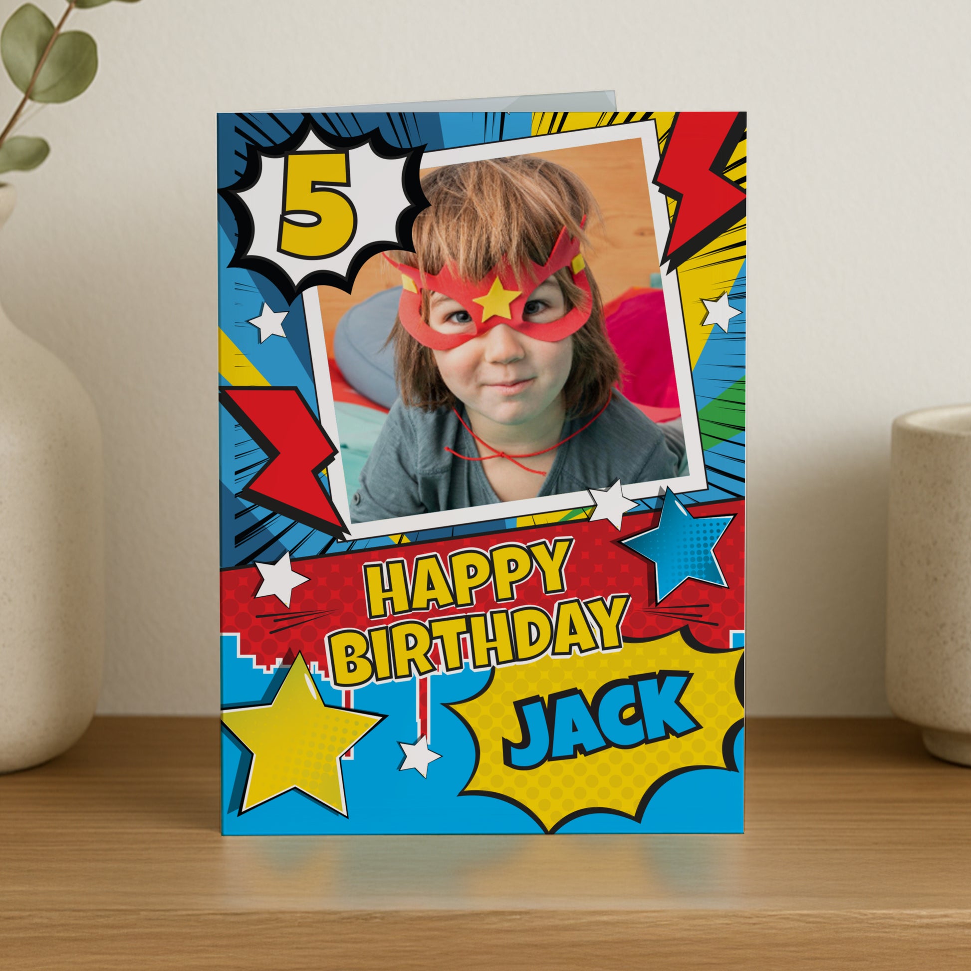 Personalised Photo Upload Superhero Birthday Card – Boys Birthday Card