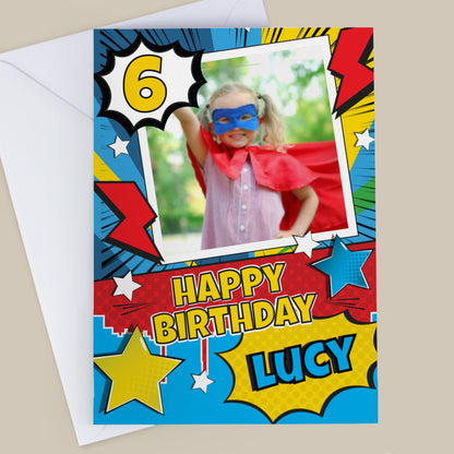 Personalised Photo Upload Superhero Birthday Card – Boys Birthday Card - image 4