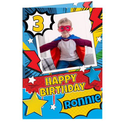 Personalised Photo Upload Superhero Birthday Card – Boys Birthday Card - image 5