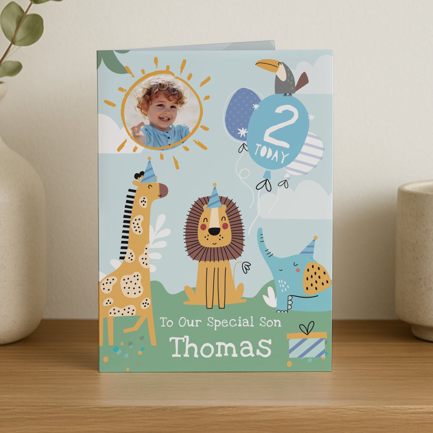 Personalised Photo Upload Animals Birthday Card – Children's Birthday Card