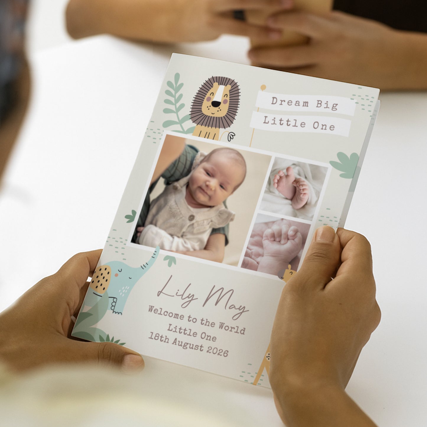 Personalised Photo Upload Safari New Baby Card – New Baby Keepsake Card - image 2