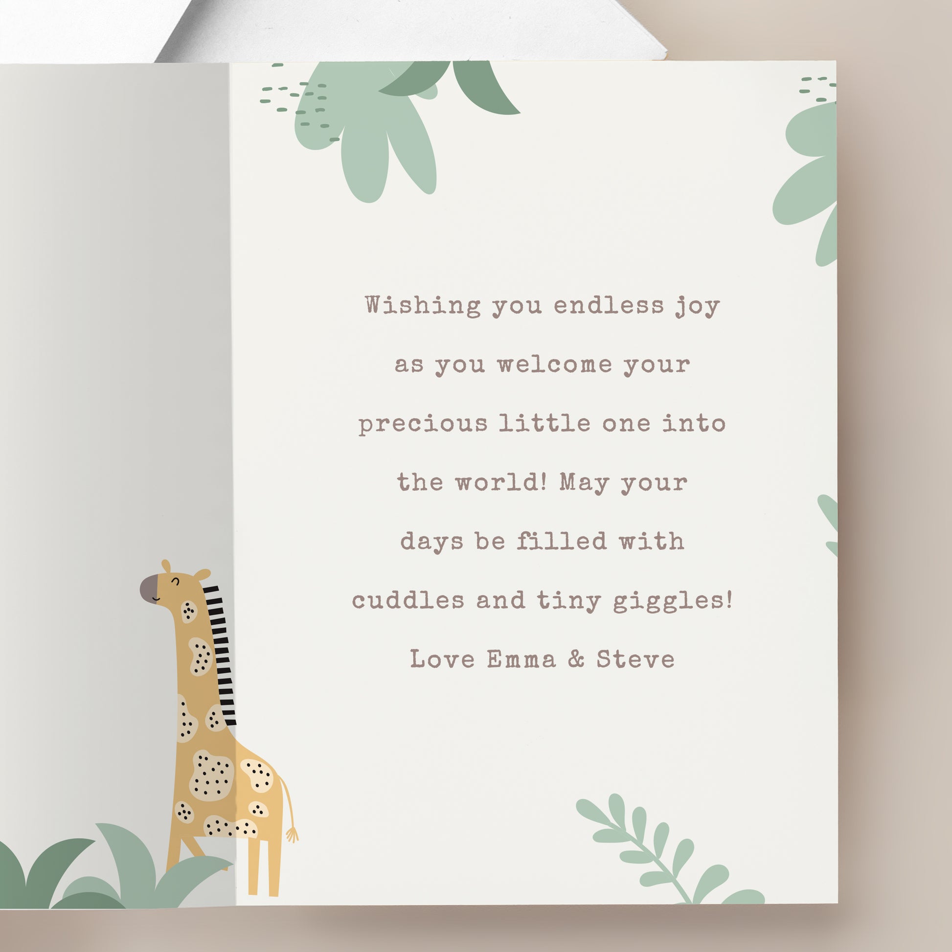 Personalised Photo Upload Safari New Baby Card – New Baby Keepsake Card - image 3