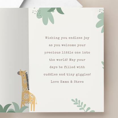 Personalised Photo Upload Safari New Baby Card – New Baby Keepsake Card - image 3