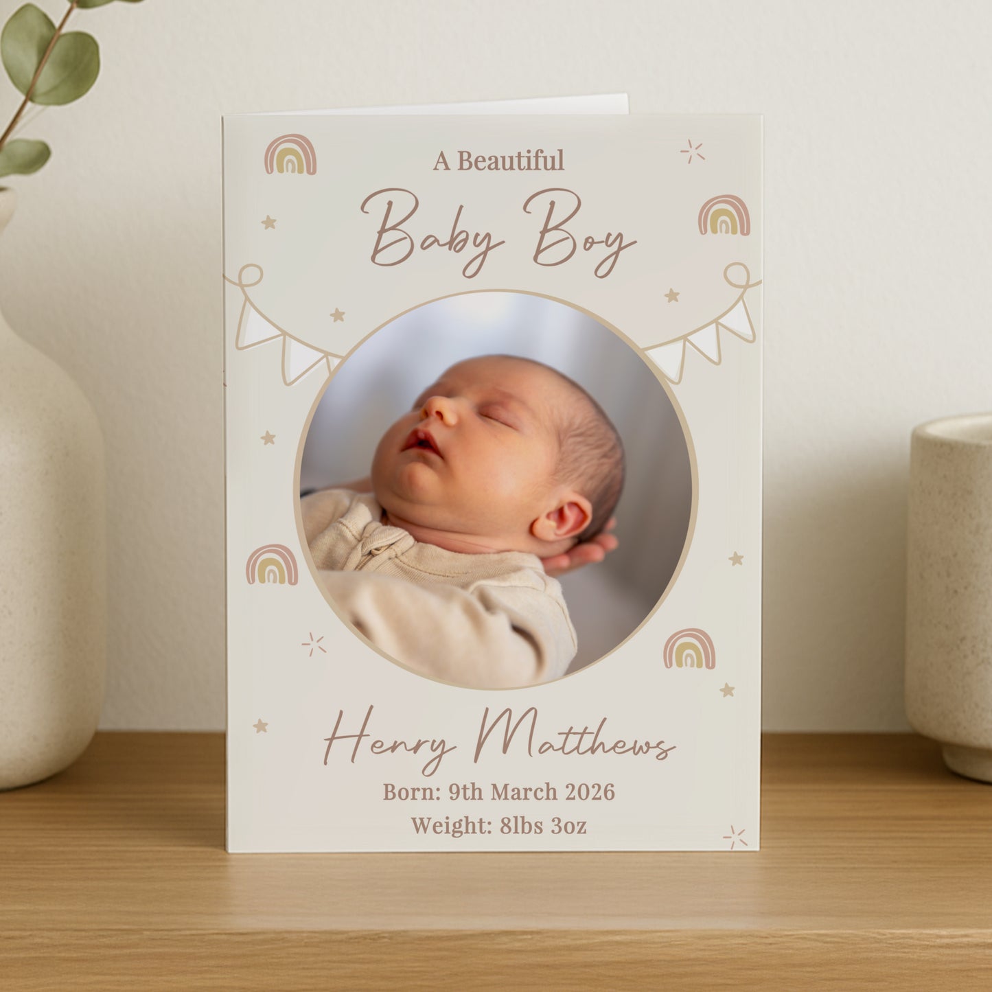 Personalised Photo Upload New Baby Card – New Baby Keepsake Card