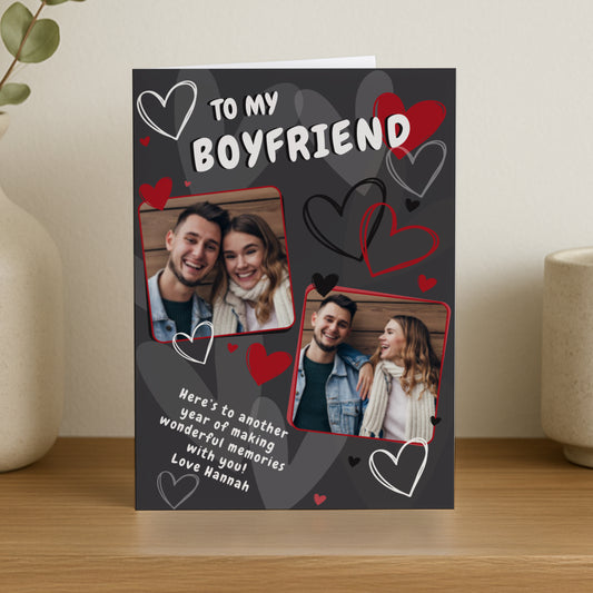 Personalised Photo Upload Hearts Card – Valentine's Day Birthday Card