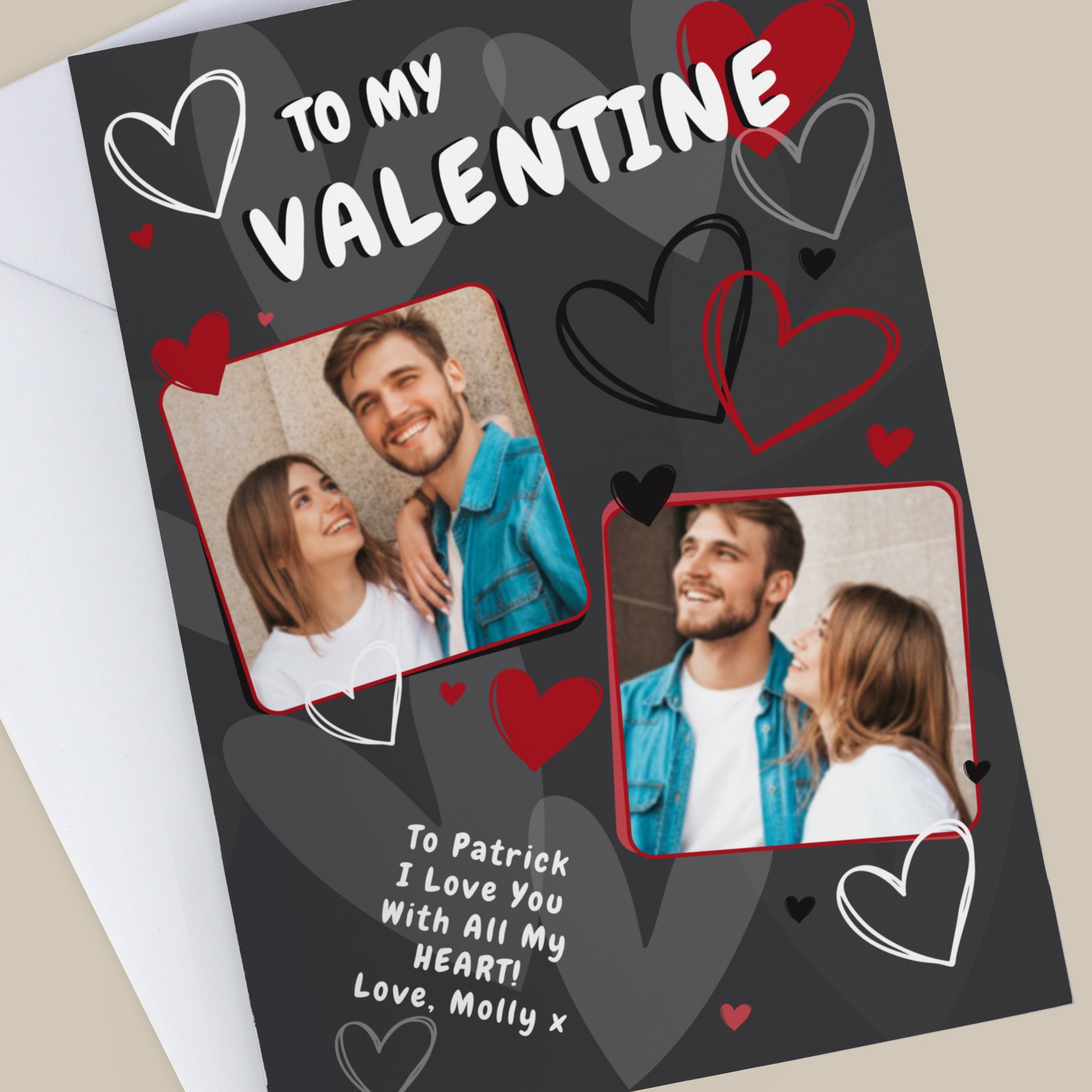 Personalised Photo Upload Hearts Card – Valentine's Day Birthday Card - image 4