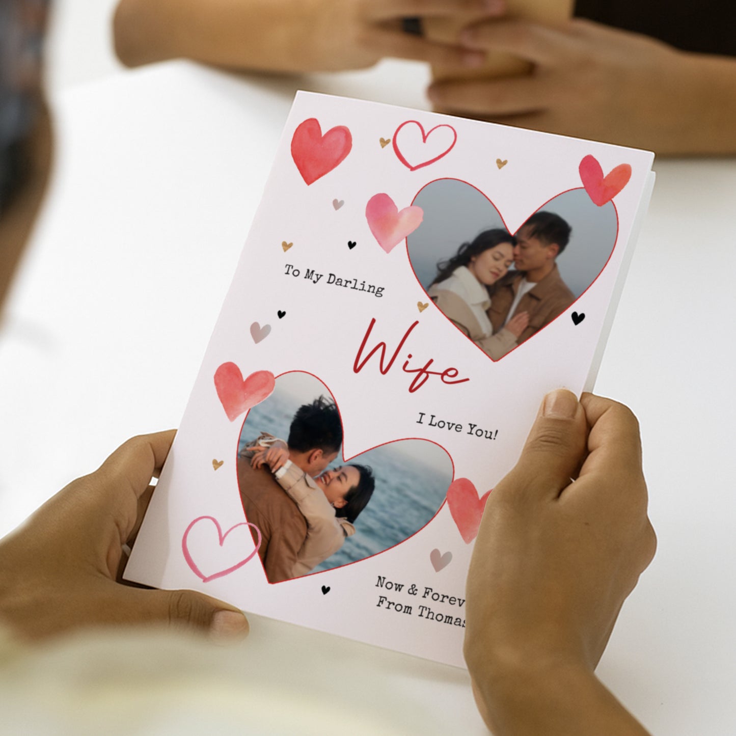 Personalised Photo Upload Red Hearts Card – Valentine's Day Anniversary Card - image 2
