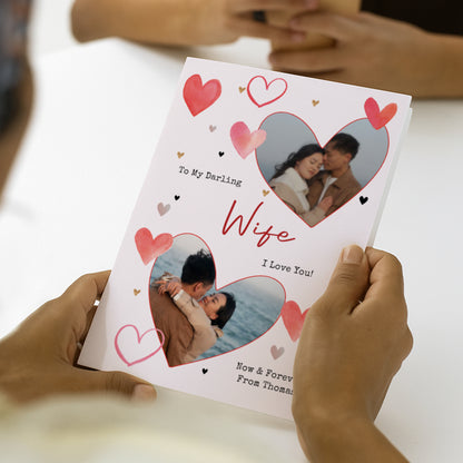 Personalised Photo Upload Red Hearts Card – Valentine's Day Anniversary Card - image 2