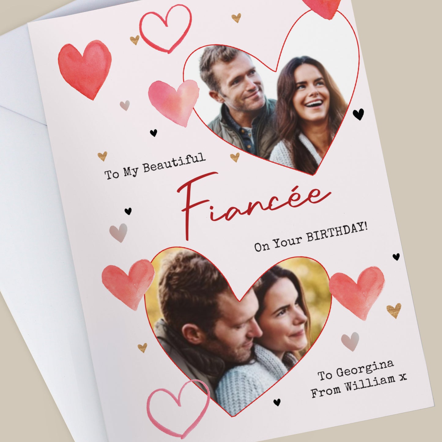 Personalised Photo Upload Red Hearts Card – Valentine's Day Anniversary Card - image 4