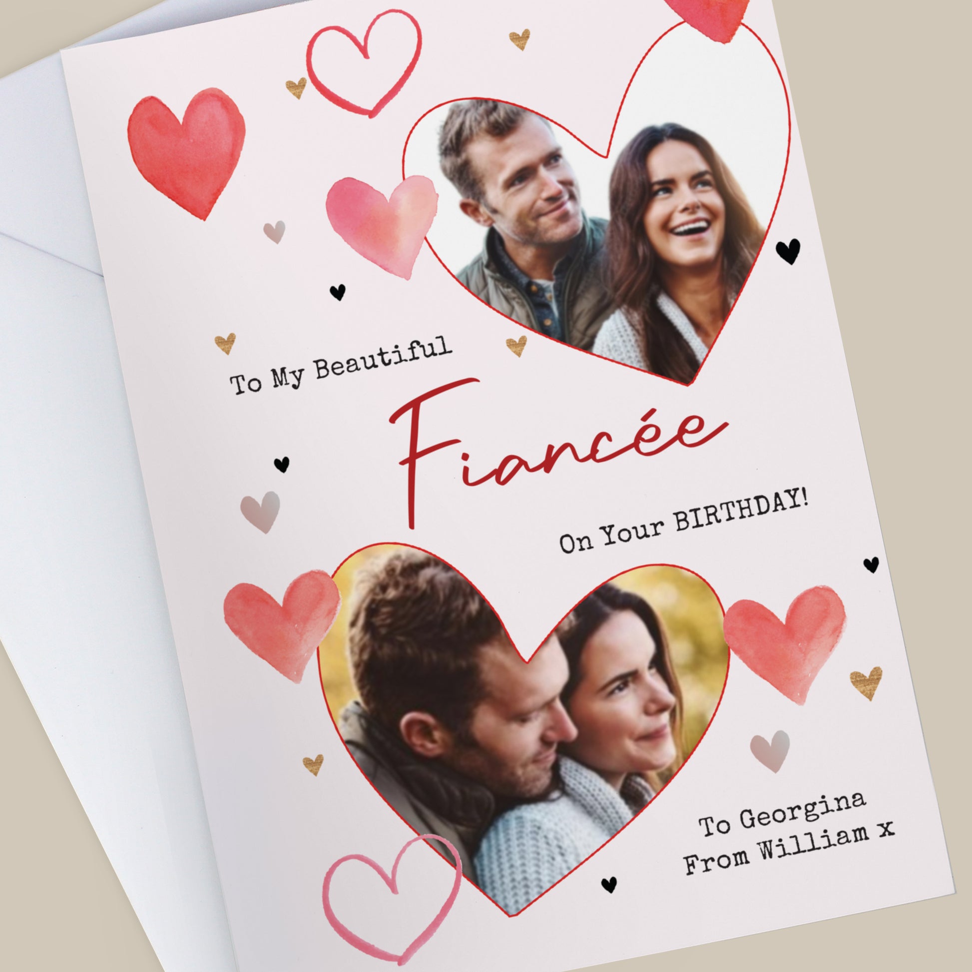 Personalised Photo Upload Red Hearts Card – Valentine's Day Anniversary Card - image 4