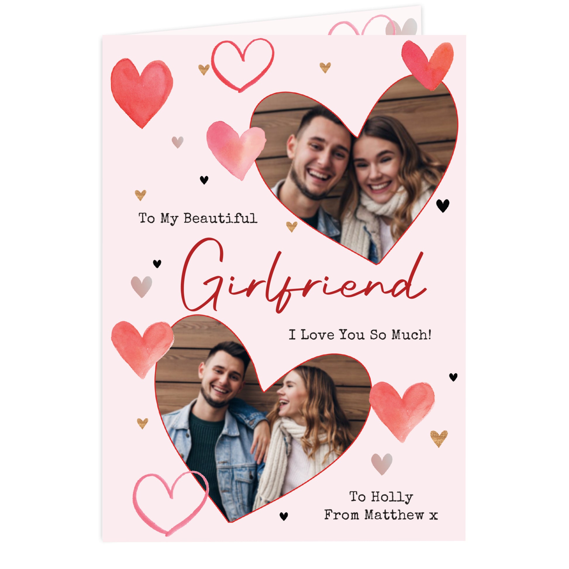 Personalised Photo Upload Red Hearts Card – Valentine's Day Anniversary Card - image 5