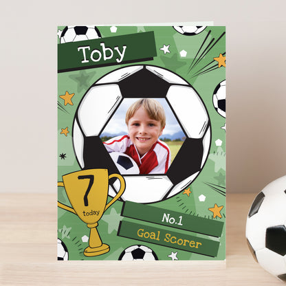 Personalised Photo Upload Football Birthday Card – Boys Birthday Card