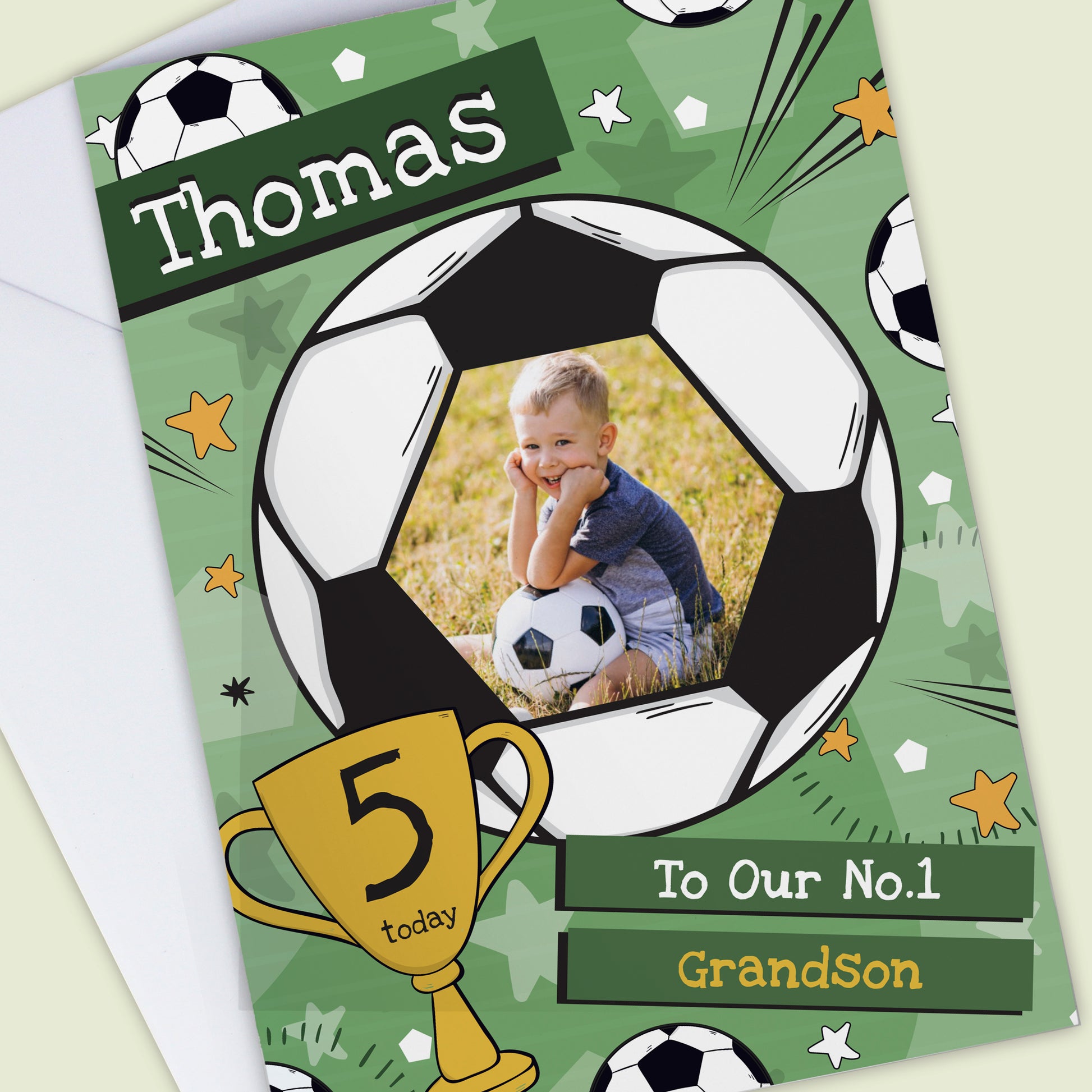 Personalised Photo Upload Football Birthday Card – Boys Birthday Card - image 2