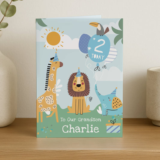 Personalised Animals Birthday Card – Children's Birthday Card