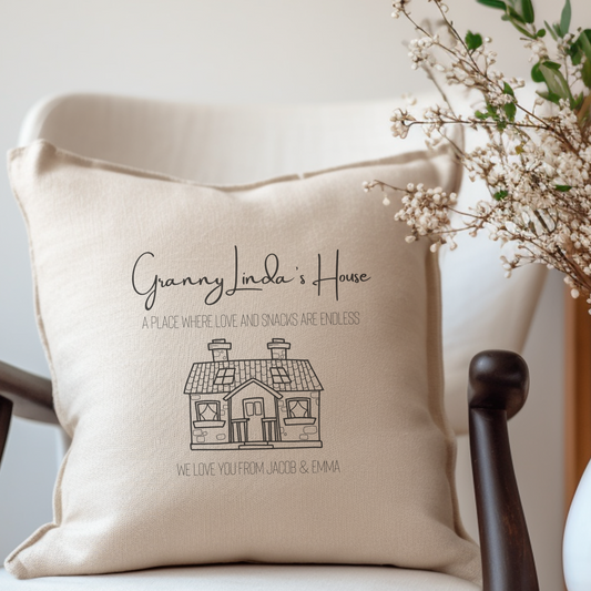 Personalised Granny's House cushion design