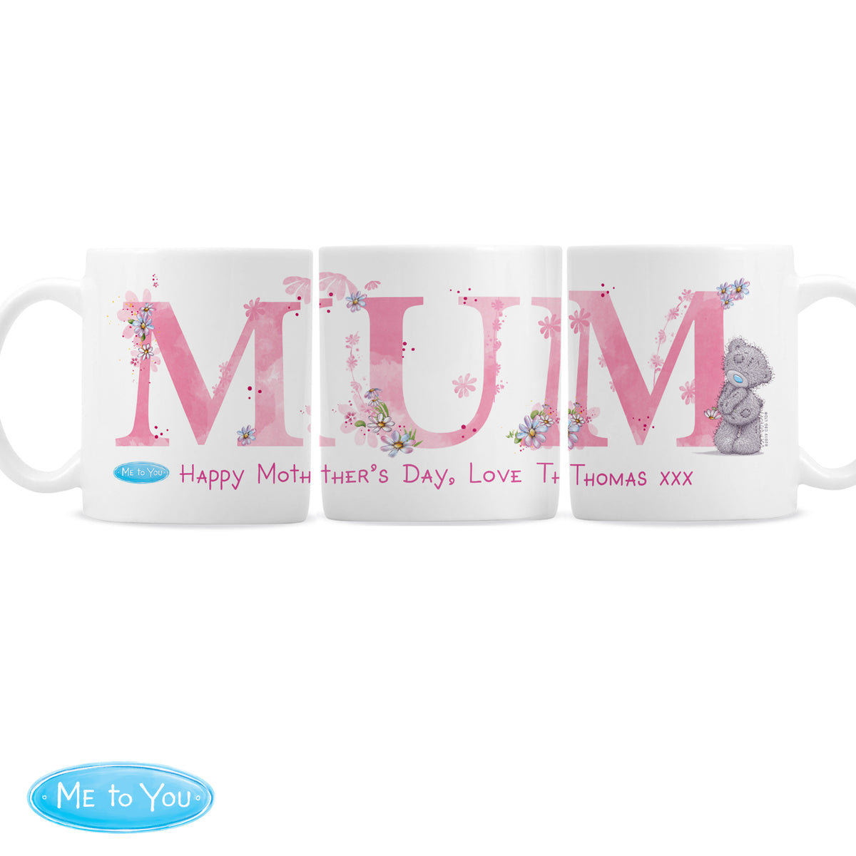 Panoramic view of a personalised Me To You Mum mug design