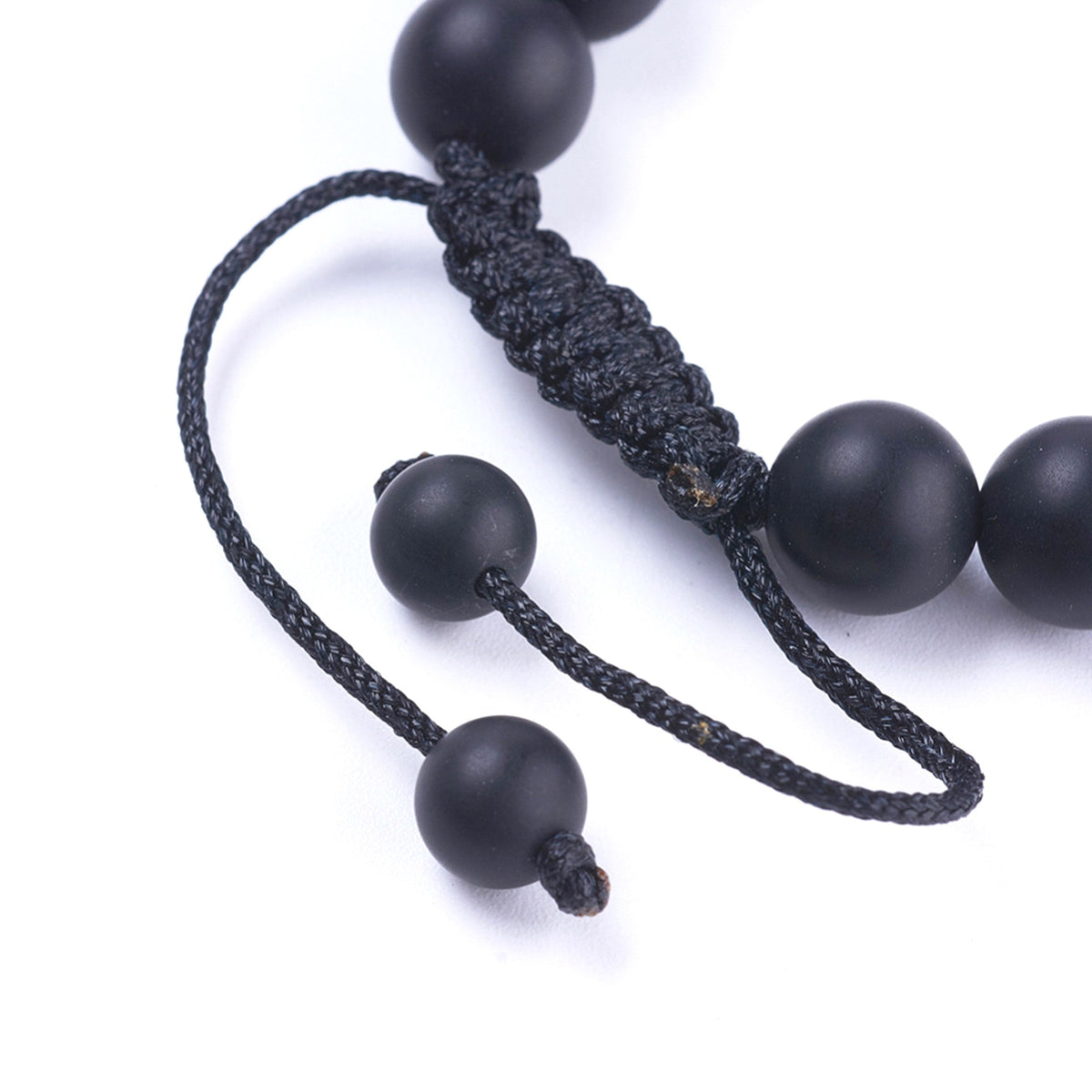 Personalised Men's Adjustable Black Agate Bracelet