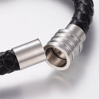 Men's Nautical Black Leather Bracelet