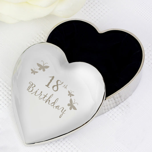 18th Butterflies Heart Trinket Box from Heartfelt Gifts