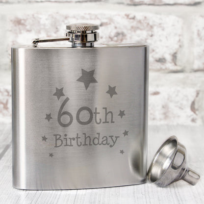 60th Birthday Hip Flask from Heartfelt Gifts