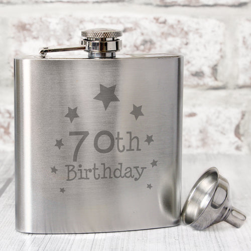 70th Birthday Hip Flask from Heartfelt Gifts
