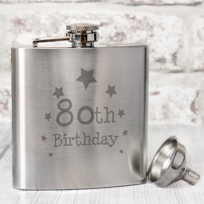 80th Birthday Hip Flask from Heartfelt Gifts