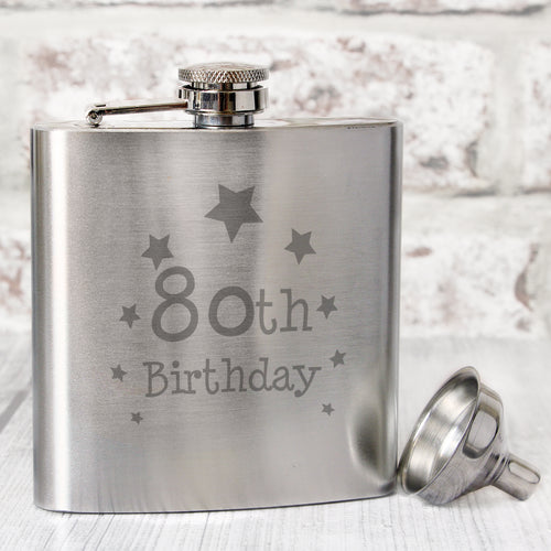 80th Birthday Hip Flask from Heartfelt Gifts