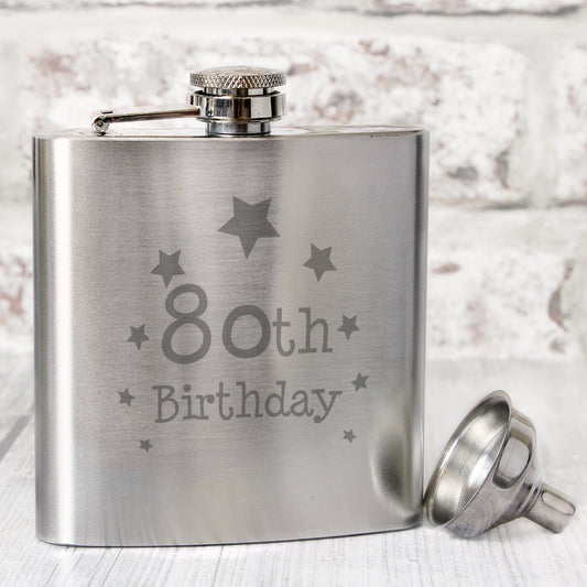 80th Birthday Hip Flask from Heartfelt Gifts