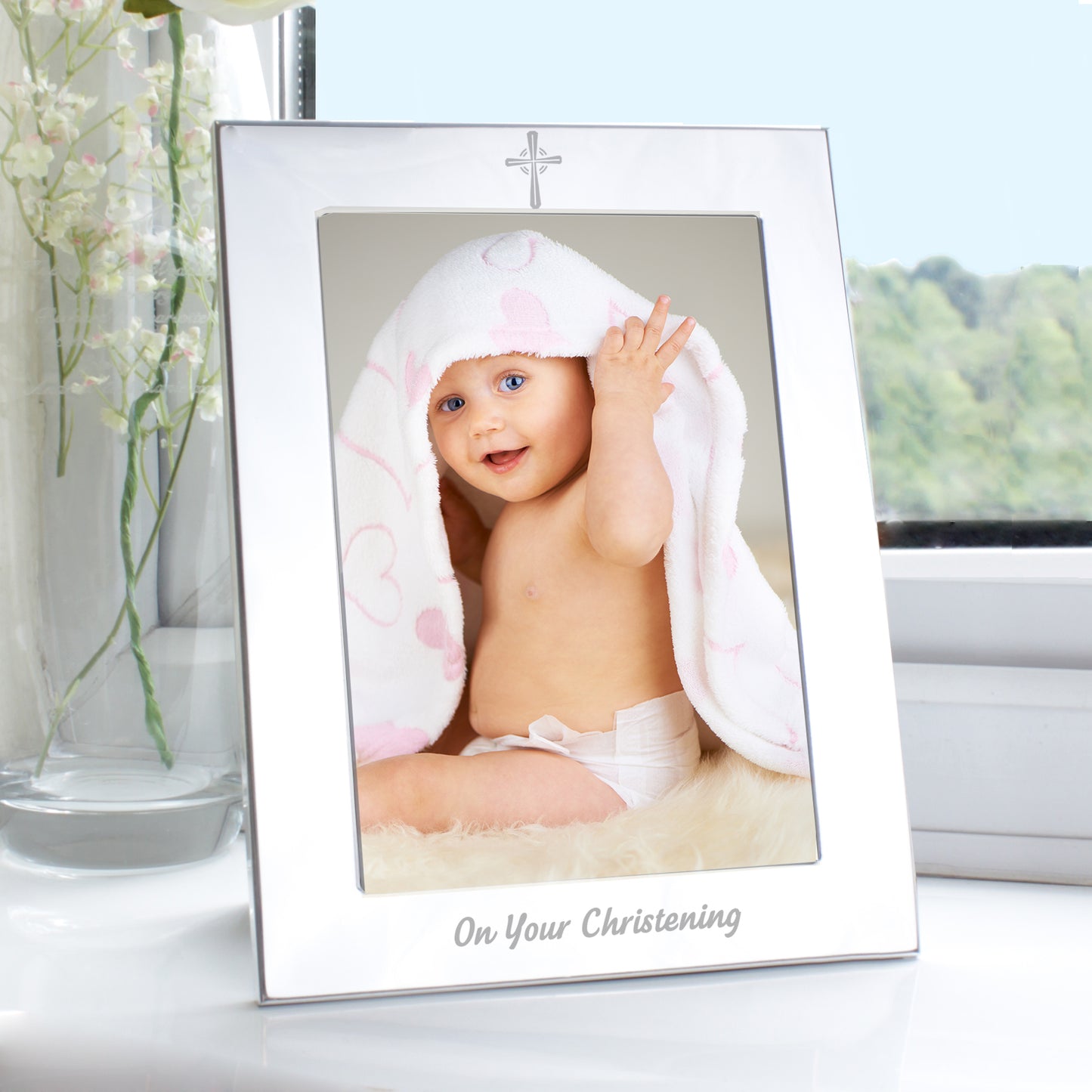Silver 5x7 Christening Photo Frame from Heartfelt Gifts
