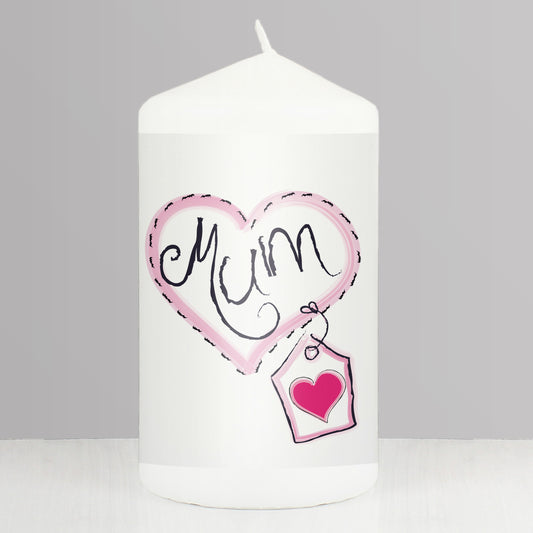 Mum Heart Stitch Pillar Candle from Heartfelt Gifts