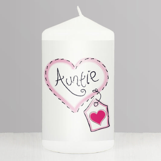 Auntie Heart Stitch Pillar Candle from Heartfelt Gifts