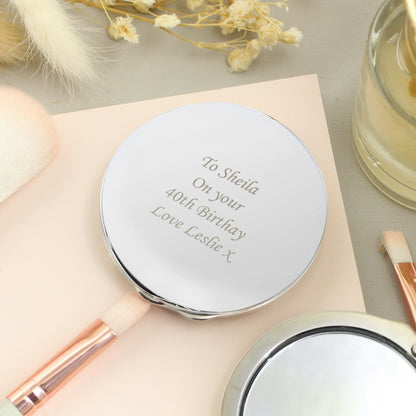 Personalised Silver Round Compact Mirror from Heartfelt Gifts
