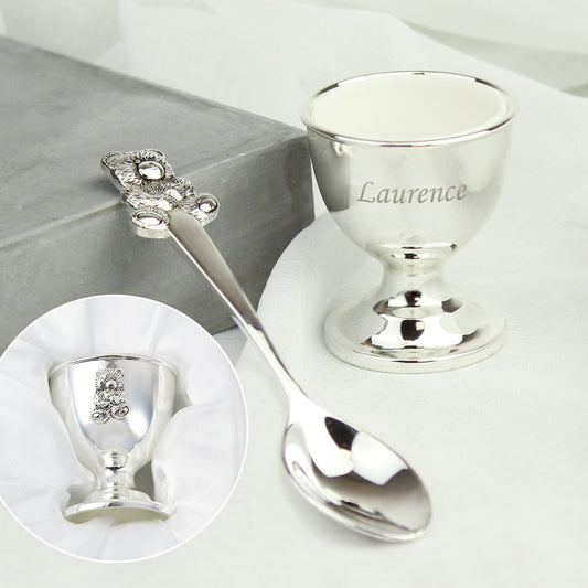 Personalised Silver Egg Cup & Spoon - image 3