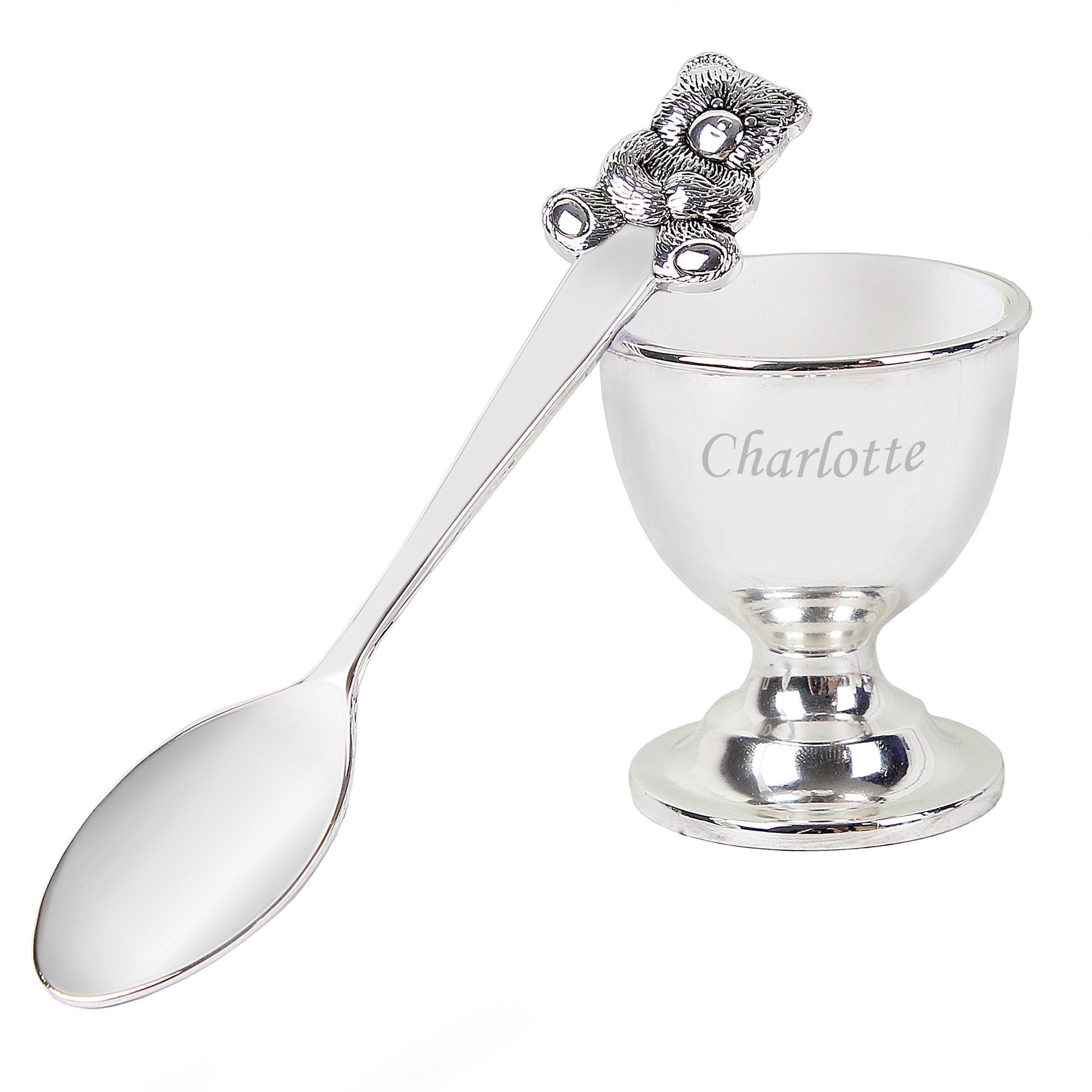 Personalised Silver Egg Cup & Spoon - image 5